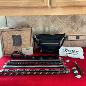 Brighton Your Bag Beck Black Leather Organizer Purse Extra Straps & Tassels NWT